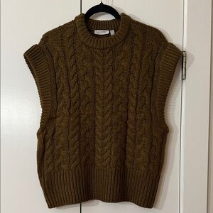 Brown Cable Knit Sweater Vest